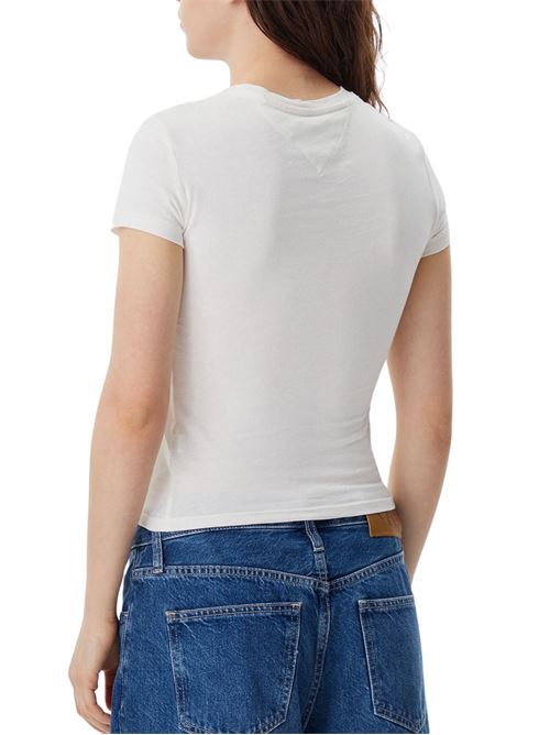 T-shirt donna bianca in cotone Tommy Jeans | DW0DW19447YBH